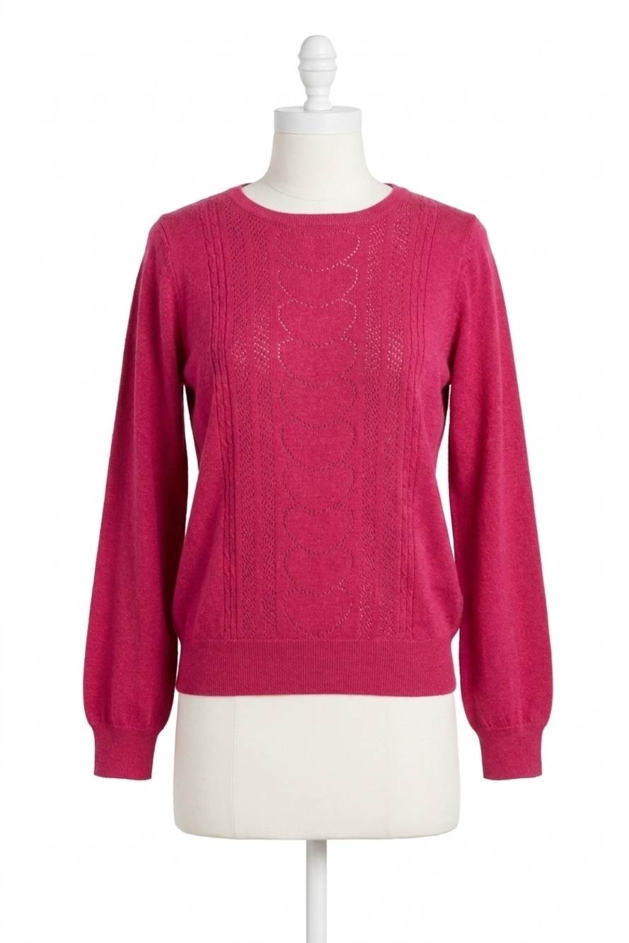 NEW PJ SALVAGE pretty in pointelle long sleeve lounge sweater top in raspberry